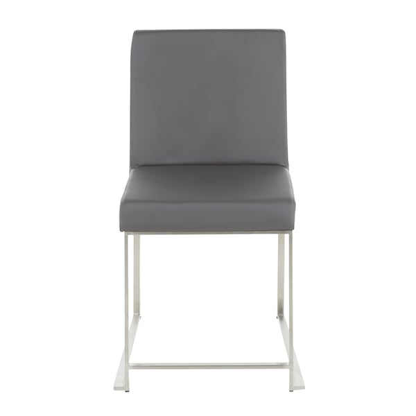 Lumisource High Back Fuji Chair in Stainless Steel, Grey Faux Leather, PK 2 - DC-HBFUJI SSGY2