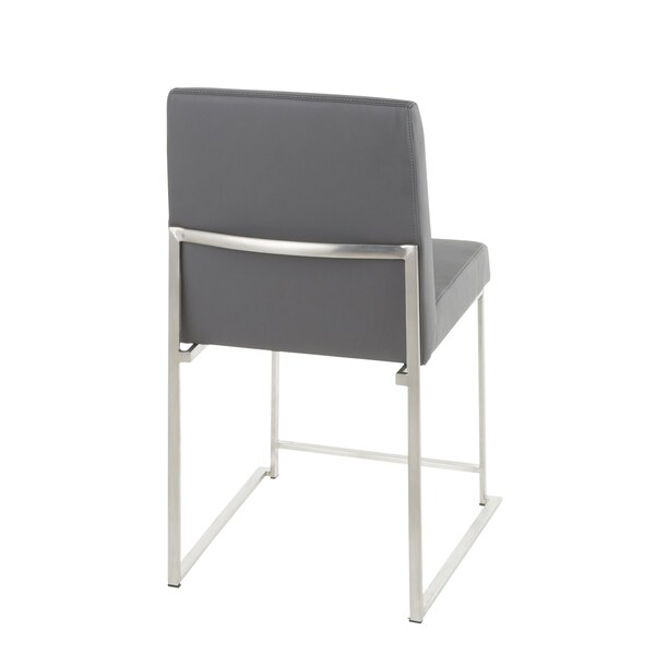 Lumisource High Back Fuji Chair in Stainless Steel, Grey Faux Leather, PK 2 - DC-HBFUJI SSGY2