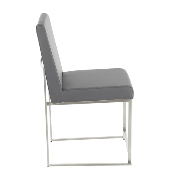 Lumisource High Back Fuji Chair in Stainless Steel, Grey Faux Leather, PK 2 - DC-HBFUJI SSGY2