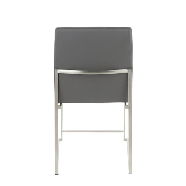 Lumisource High Back Fuji Chair in Stainless Steel, Grey Faux Leather, PK 2 - DC-HBFUJI SSGY2