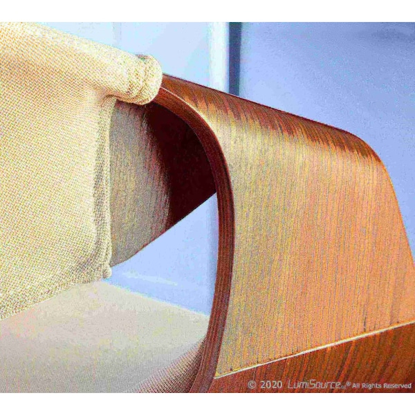Lumisource Curvo Dining/Accent Chair in Walnut and Cream Fabric - CH-CRVNL WL+CR