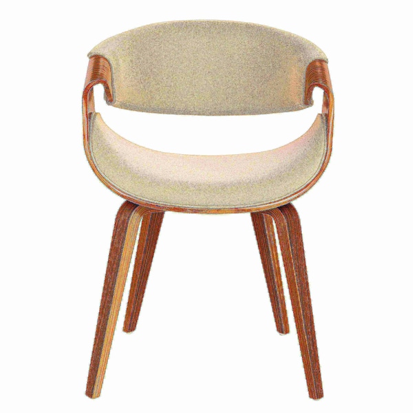Lumisource Curvo Dining/Accent Chair in Walnut and Cream Fabric - CH-CRVNL WL+CR