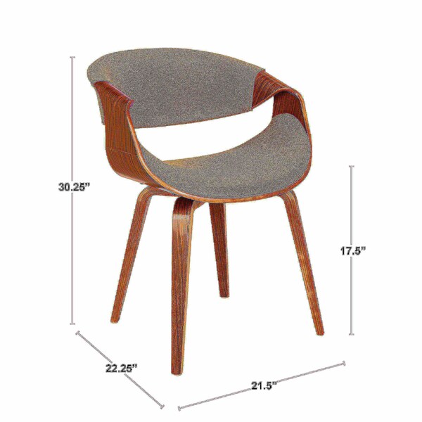 Lumisource Curvo Dining/Accent Chair in Walnut and Cream Fabric - CH-CRVNL WL+CR