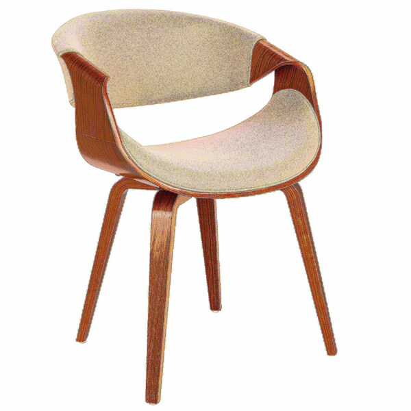 Lumisource Curvo Dining/Accent Chair in Walnut and Cream Fabric - CH-CRVNL WL+CR
