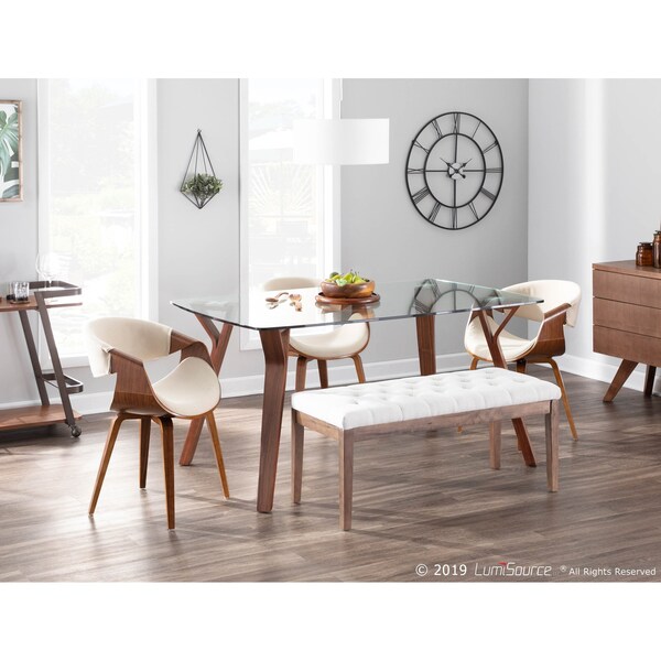 Lumisource Curvo Dining/Accent Chair in Walnut and Cream Fabric - CH-CRVNL WL+CR