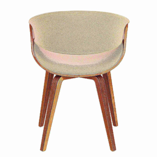 Lumisource Curvo Dining/Accent Chair in Walnut and Cream Fabric - CH-CRVNL WL+CR