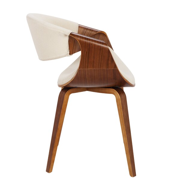 Lumisource Curvo Dining/Accent Chair in Walnut and Cream Fabric - CH-CRVNL WL+CR
