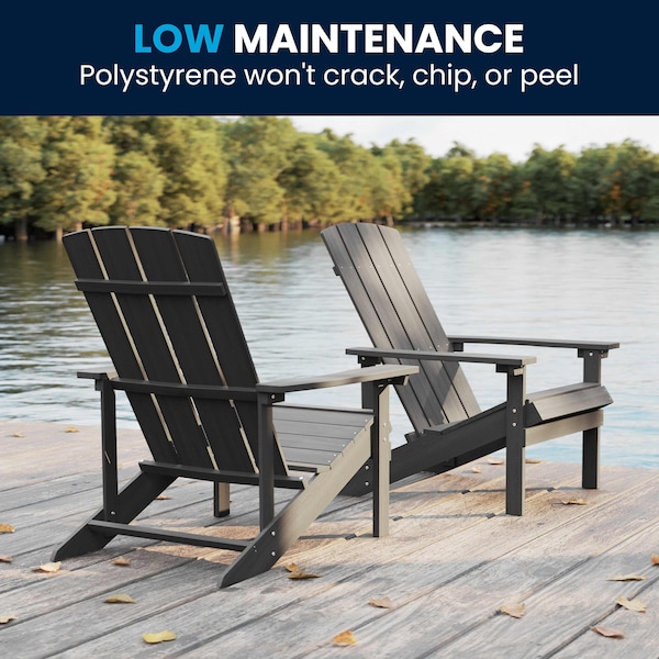 Flash Furniture Charlestown Adirondack Chair, Grey Wood, Gray Seat, Wood Back, 29.5 W 35 H - JJ-C14501-LTG-GG