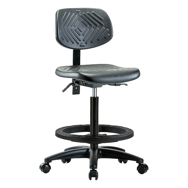 Zoro Select High Bench Chair Ergonomic Chair, No Arms, 23-1/4" to 33-1/4" Height, Polyurethane, Black - BR-PHBCH-RG-T1-A0-BF-RC-BLK