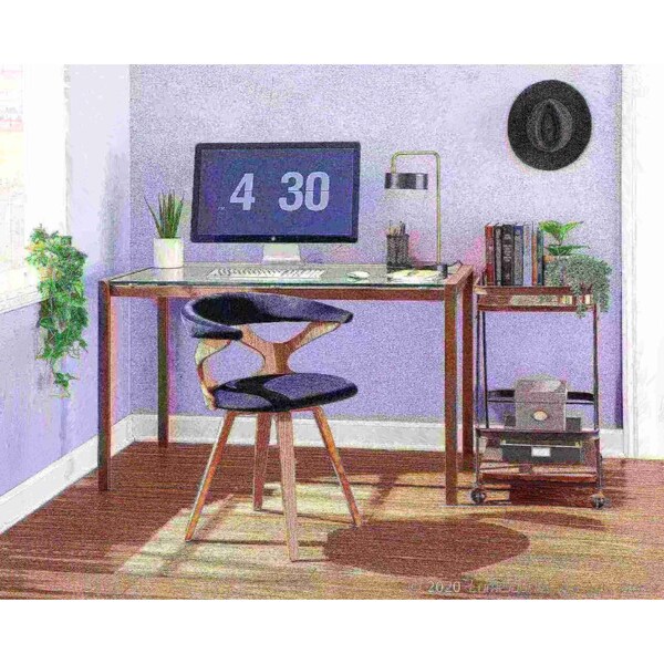 Lumisource Gardenia Dining/Accent Chair in Light Grey Wood and Black Velvet - CH-GARD LGY+BK