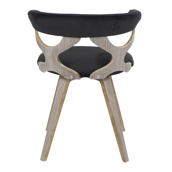 Lumisource Gardenia Dining/Accent Chair in Light Grey Wood and Black Velvet - CH-GARD LGY+BK