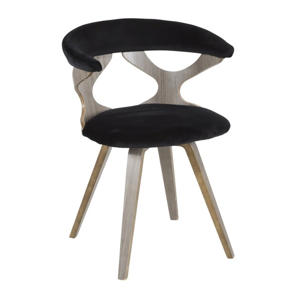 Lumisource Gardenia Dining/Accent Chair in Light Grey Wood and Black Velvet - CH-GARD LGY+BK
