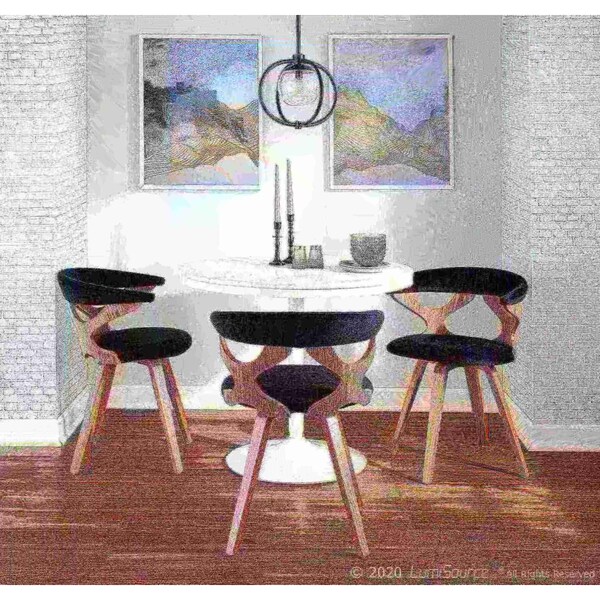 Lumisource Gardenia Dining/Accent Chair in Light Grey Wood and Black Velvet - CH-GARD LGY+BK