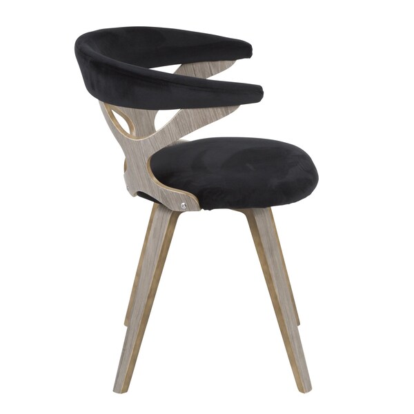 Lumisource Gardenia Dining/Accent Chair in Light Grey Wood and Black Velvet - CH-GARD LGY+BK