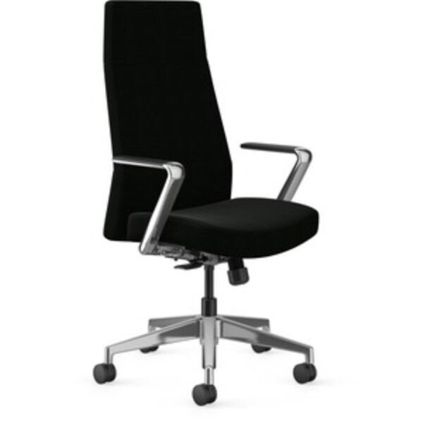 Seatsolutions Fixed Polished Arms High Back Executive Chair, Black - SE3739171