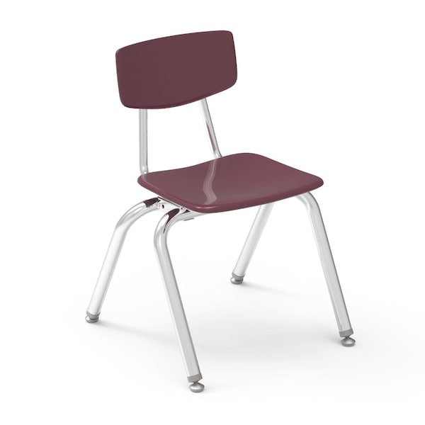 Virco 3000 Series 14" Classroom Chair, Kindergarten - 2nd Grade with Nylon Glides - Wine Seat - 3014