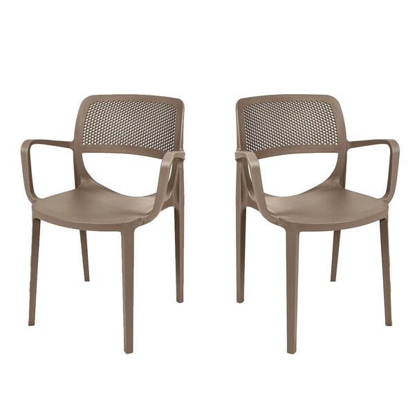 Rainbow Outdoor Mila Set of 2 Stackable Armchair-Cappuccino - RBO-MILA-CAP-AC-SET2