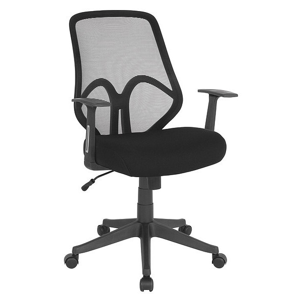 Flash Furniture Contemporary Chair Salerno High Back Mesh Chair, Black, Fixed Arms, 17" to 21" Height, Mesh, Black - GO-WY-193A-A-BK-GG