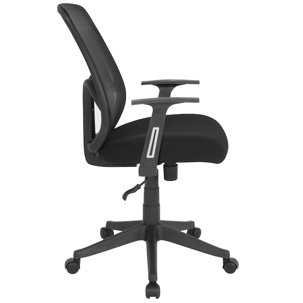 Flash Furniture Contemporary Chair Salerno High Back Mesh Chair, Black, Fixed Arms, 17" to 21" Height, Mesh, Black - GO-WY-193A-A-BK-GG