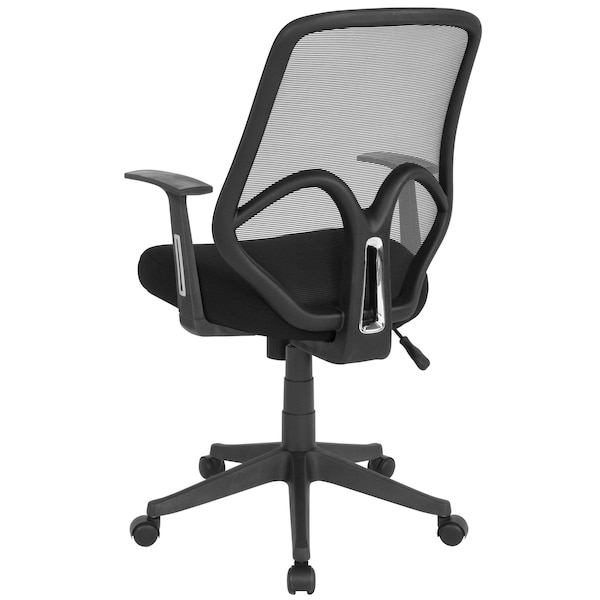 Flash Furniture Contemporary Chair Salerno High Back Mesh Chair, Black, Fixed Arms, 17" to 21" Height, Mesh, Black - GO-WY-193A-A-BK-GG
