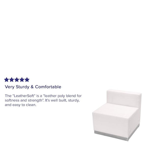Flash Furniture Hercules Alon Chair, White Back, 25-1/2 in W 25-1/4" L 27" H, Leather Seat - ZB-803-CHAIR-WH-GG