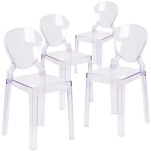 Flash Furniture Ghost Chair with Tear Back in Transparent Crystal - 4-OW-TEARBACK-18-GG