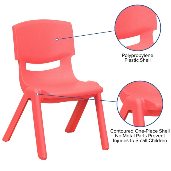 Flash Furniture Red Plastic Stackable School Chair with 15.5" Seat Height - 5-YU-YCX-005-RED-GG