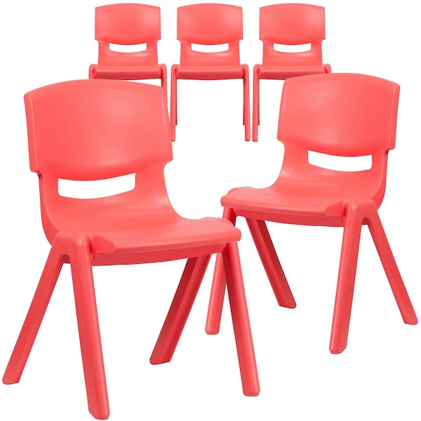 Flash Furniture Red Plastic Stackable School Chair with 15.5" Seat Height - 5-YU-YCX-005-RED-GG