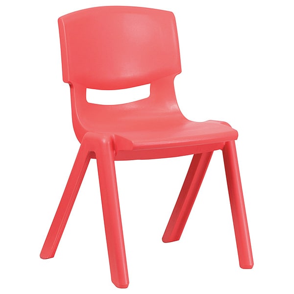 Flash Furniture Red Plastic Stackable School Chair with 15.5" Seat Height - 5-YU-YCX-005-RED-GG