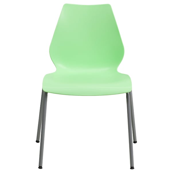 Flash Furniture Stack Chair, Plastic, Green w/Silver Frame - RUT-288-GREEN-GG
