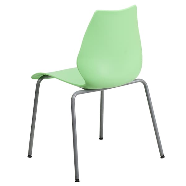 Flash Furniture Stack Chair, Plastic, Green w/Silver Frame - RUT-288-GREEN-GG