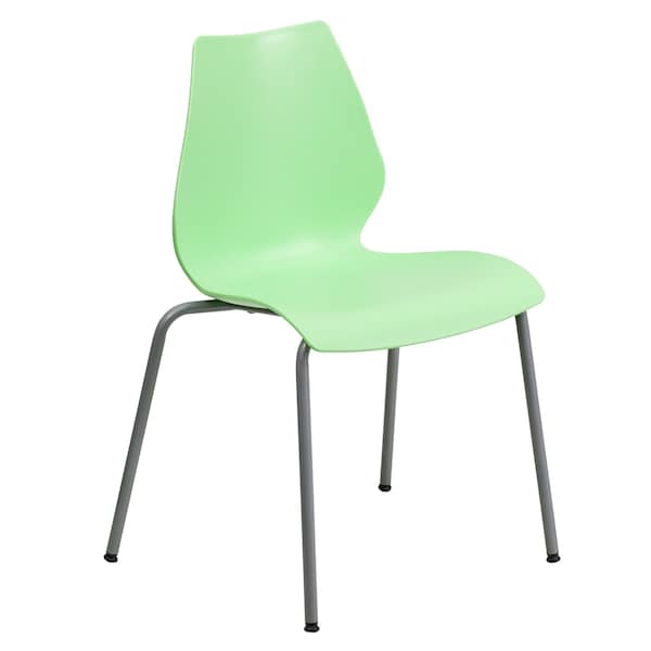 Flash Furniture Stack Chair, Plastic, Green w/Silver Frame - RUT-288-GREEN-GG