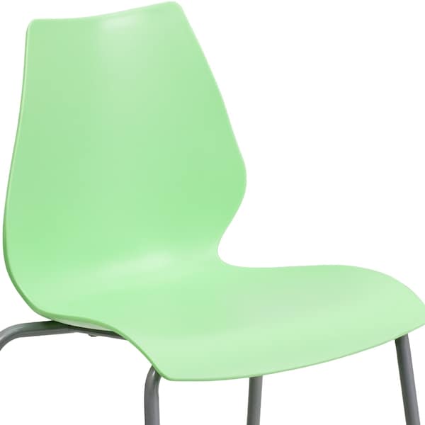 Flash Furniture Stack Chair, Plastic, Green w/Silver Frame - RUT-288-GREEN-GG