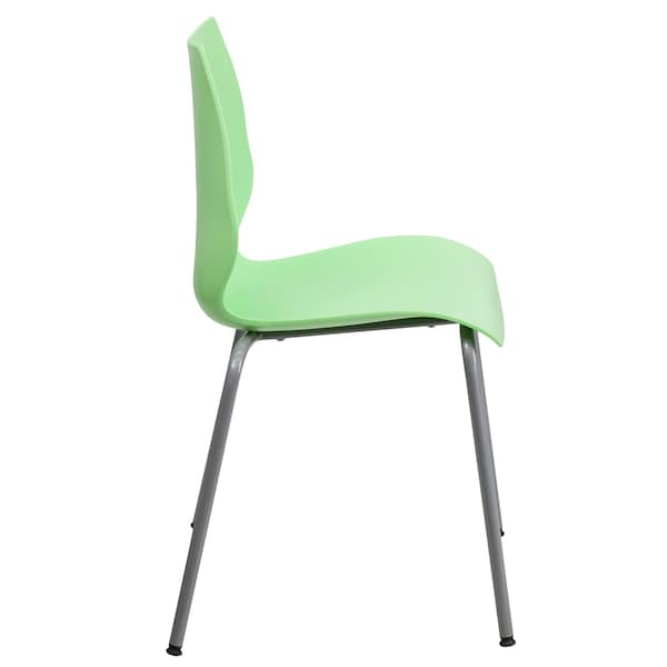 Flash Furniture Stack Chair, Plastic, Green w/Silver Frame - RUT-288-GREEN-GG