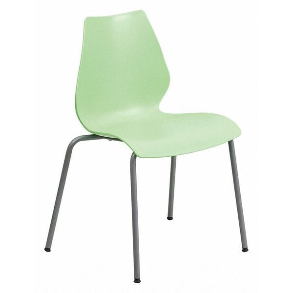 Flash Furniture Stack Chair, Plastic, Green w/Silver Frame - RUT-288-GREEN-GG