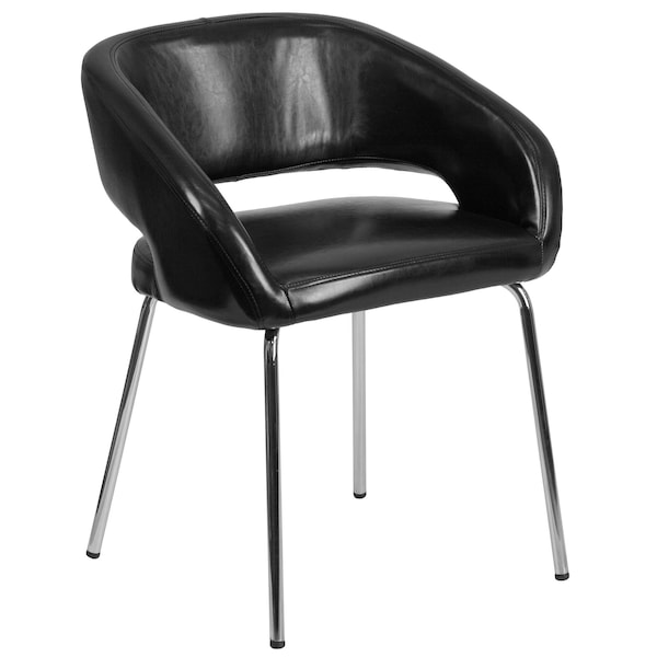 Flash Furniture Fusion Side Reception Chair, Black Back, 23-1/2 in W 21-3/4" L 28-3/4" H, Leather Seat - CH-162731-BK-GG