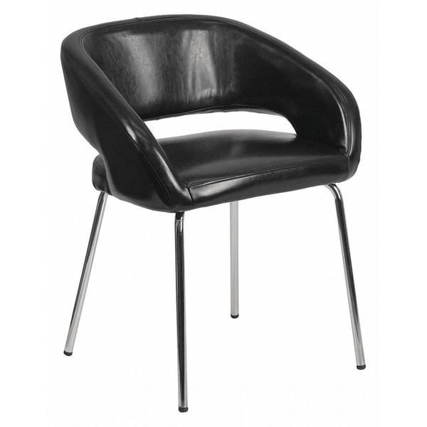 Flash Furniture Fusion Side Reception Chair, Black Back, 23-1/2 in W 21-3/4" L 28-3/4" H, Leather Seat - CH-162731-BK-GG