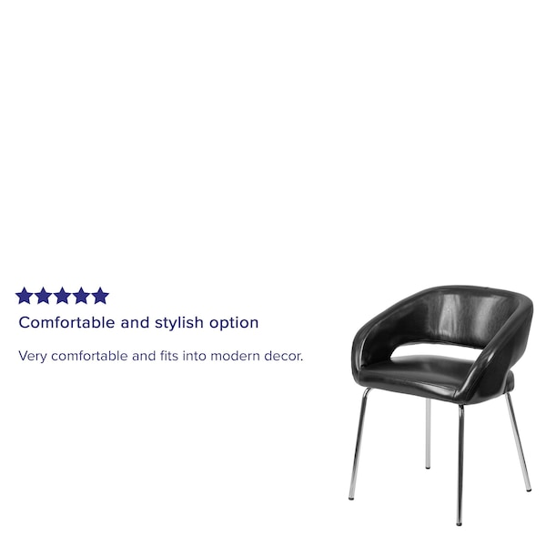 Flash Furniture Fusion Side Reception Chair, Black Back, 23-1/2 in W 21-3/4" L 28-3/4" H, Leather Seat - CH-162731-BK-GG