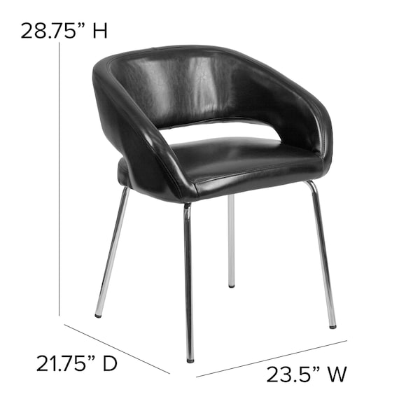 Flash Furniture Fusion Side Reception Chair, Black Back, 23-1/2 in W 21-3/4" L 28-3/4" H, Leather Seat - CH-162731-BK-GG