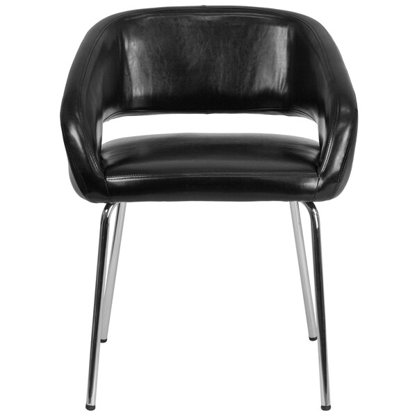 Flash Furniture Fusion Side Reception Chair, Black Back, 23-1/2 in W 21-3/4" L 28-3/4" H, Leather Seat - CH-162731-BK-GG