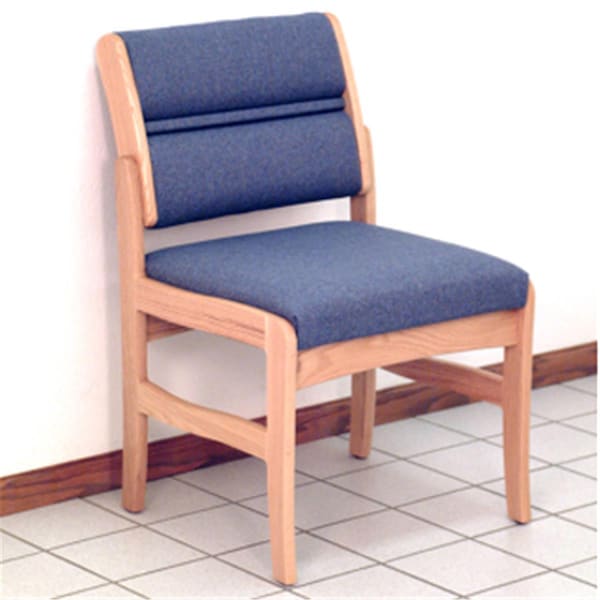 Wooden Mallet Valley Armless Guest Chair in Light Oak - Powder Blue - DW4-1LOPB