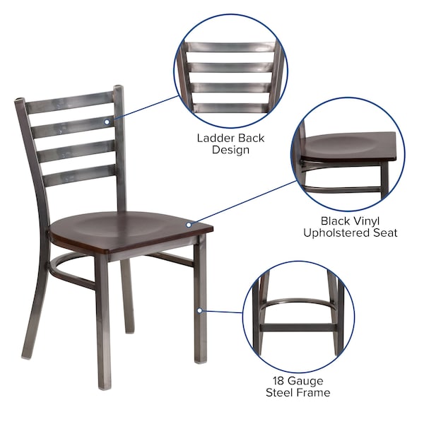 Flash Furniture Hercules Restaurant Chair, 16-1/2 in W 17" L 32-1/4" H - XU-DG694BLAD-CLR-WALW-GG