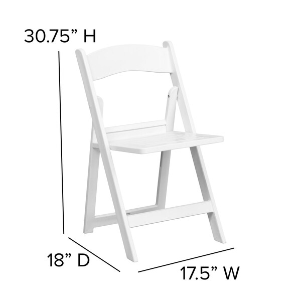 Flash Furniture Resin Folding Chair w/Slatted Seat, Wht - LE-L-1-WH-SLAT-GG