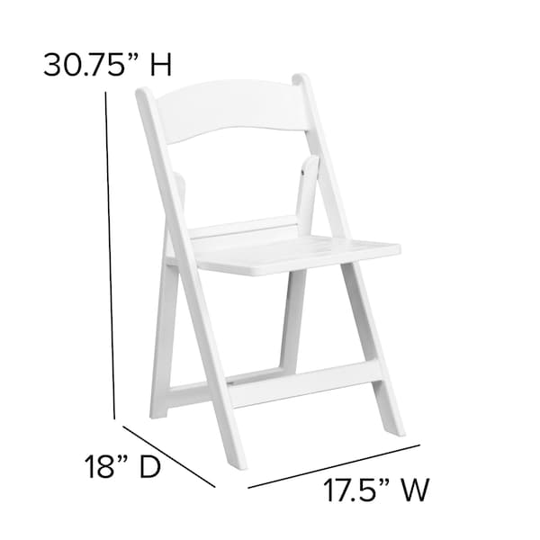 Flash Furniture Resin Folding Chair w/Slatted Seat, Wht - LE-L-1-WH-SLAT-GG