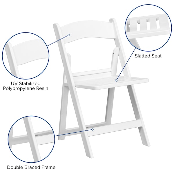 Flash Furniture Resin Folding Chair w/Slatted Seat, Wht - LE-L-1-WH-SLAT-GG