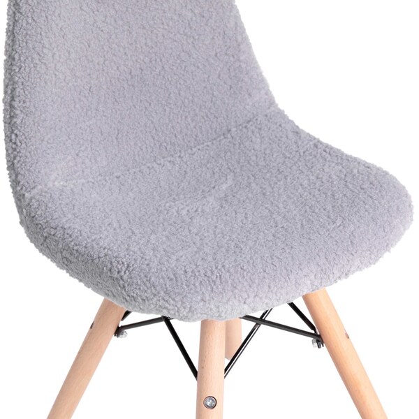 Flash Furniture 2PK Gray Kids Faux Sherpa Chairs - Wood Legs, 2PK - DL-DA2018-2-GY-2-GG