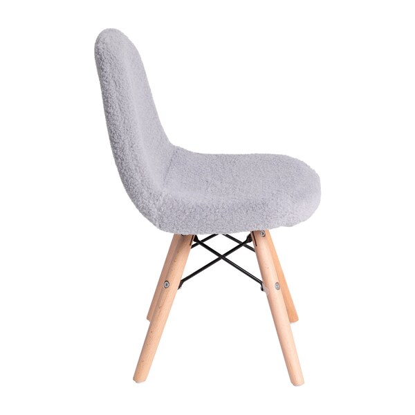 Flash Furniture 2PK Gray Kids Faux Sherpa Chairs - Wood Legs, 2PK - DL-DA2018-2-GY-2-GG