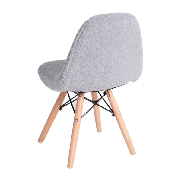 Flash Furniture 2PK Gray Kids Faux Sherpa Chairs - Wood Legs, 2PK - DL-DA2018-2-GY-2-GG