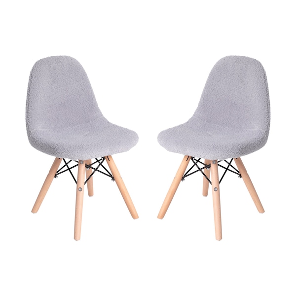 Flash Furniture 2PK Gray Kids Faux Sherpa Chairs - Wood Legs, 2PK - DL-DA2018-2-GY-2-GG