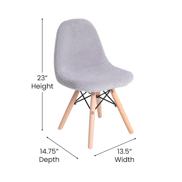 Flash Furniture 2PK Gray Kids Faux Sherpa Chairs - Wood Legs, 2PK - DL-DA2018-2-GY-2-GG